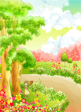 童话森林故事儿童彩绘本矢量11背景