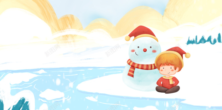 冬天背景图雪人卡通元素图背景