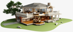 别墅装修3D效果图建筑房子屋子别墅装修装潢高清图片