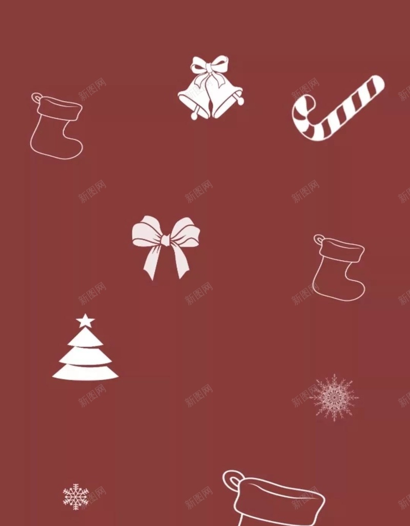 圣诞卡通元素背景jpg设计背景_88icon https://88icon.com 圣诞 卡通元素 红色背景 袜子铃铛