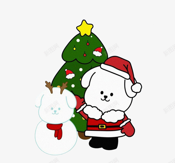 可爱卡通圣诞元素png免抠素材_88icon https://88icon.com 圣诞 圣诞树 雪人 圣诞老人