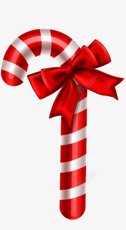 彩色礼结圣诞节红色礼结拐杖高清图片
