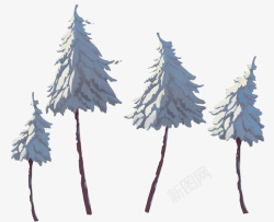 冬季大雪覆盖的松树素材