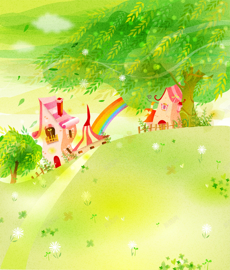 童话森林故事儿童彩绘本矢量9jpg设计背景_88icon https://88icon.com 手绘插画 卡通元素 森林 花朵