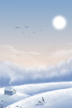 冬天雪景手绘背景图背景