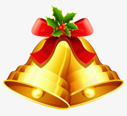 红金色圣诞节金色铃铛红礼节高清图片