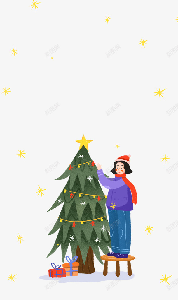 卡通圣诞树卡通装饰元素图png免抠素材_88icon https://88icon.com 圣诞树 卡通元素 装饰元素 人物 星星