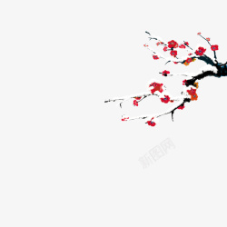 积雪背景梅花树枝装饰元素高清图片