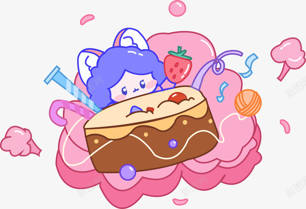 卡通人物梦幻少女png免抠素材_88icon https://88icon.com 可爱 粉色 梦幻 草莓 少女