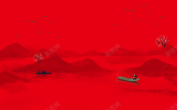 红色古风背景背景