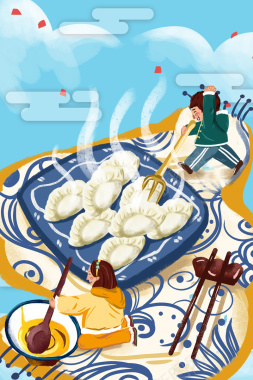 冬至饺子手绘背景图元素背景