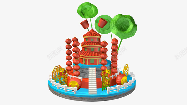 传统中国风国朝png免抠素材_88icon https://88icon.com 国潮 中国风 鼓 寺