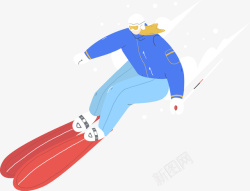 冬天雪橇手绘滑雪运动高清图片