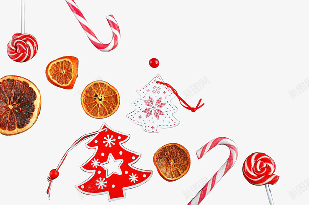 圣诞树拐杖糖元素psd免抠素材_88icon https://88icon.com 圣诞 圣诞树 柠檬片 糖果