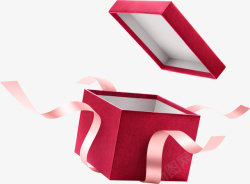 圣诞礼盒打开红色礼盒丝带打开礼盒高清图片