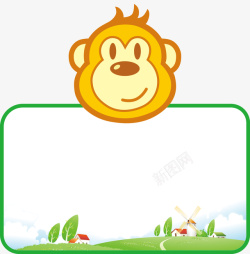 矢量猴子边框猴子卡通边框底纹高清图片