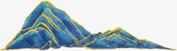 水墨山深蓝色中国风山水烫金线水墨高清图片