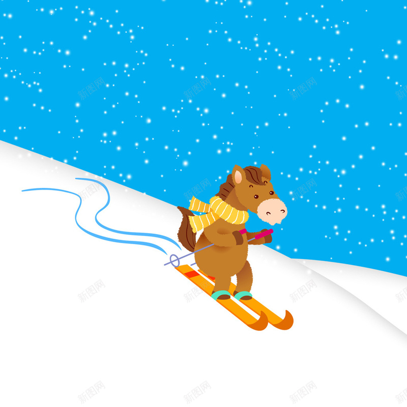 雪天一起滑雪psd设计背景_88icon https://88icon.com 下雪 小人 滑雪 背景 雪天