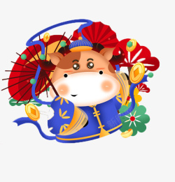 牛年大吉卡通像素材