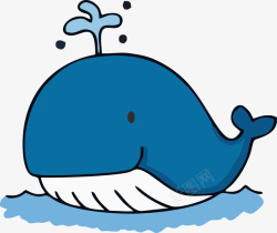 卡通鲸鱼彩色简笔画素材