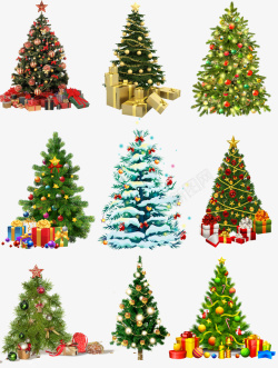 圣诞节矢量圣诞节各式圣诞树素材高清图片