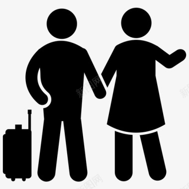 情侣旅行航空旅行机场人形图标