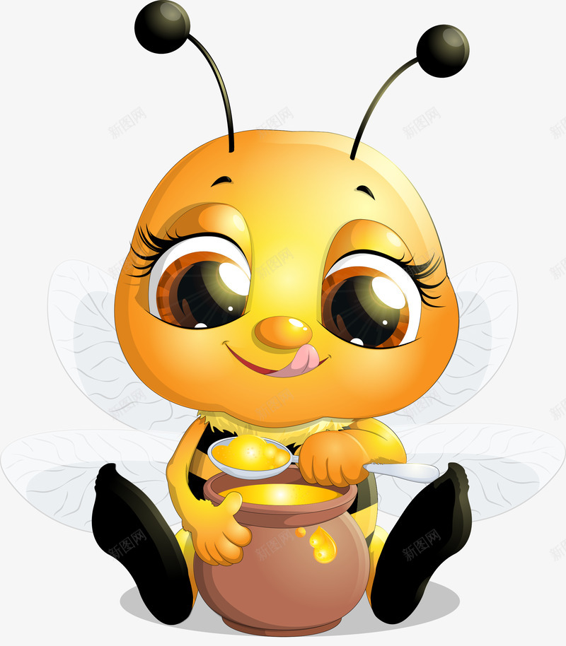 喝蜂蜜的蜜蜂png免抠素材_88icon https://88icon.com 蜂蜜 蜜蜂