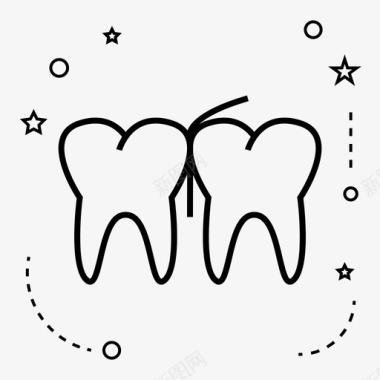 牙齿图标清洁牙齿牙线图标