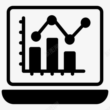 电脑展示图表在线图表分析数据可视化图标