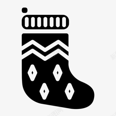 袜子圣诞袜针织装饰元素图标
