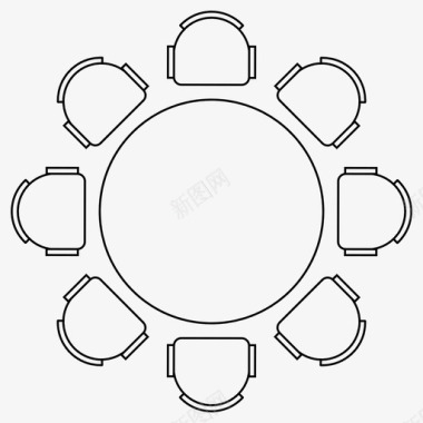 矢量桌角会议桌讨论桌家具图标