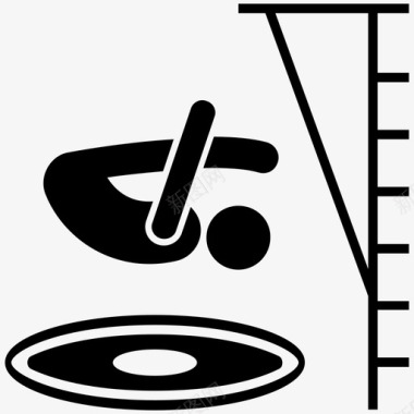跳水运动向内跳水体育锻炼游泳图标