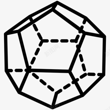 不规则几何线条二十面体二维设计二维形状图标