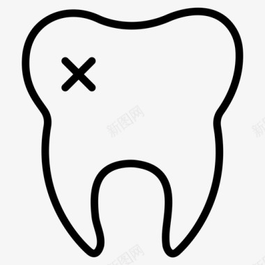 口腔受损牙齿缺口牙科图标
