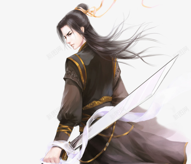 持刀侠客540png免抠素材_88icon https://88icon.com 侠客 侠客水墨画 剑 持刀 舞剑