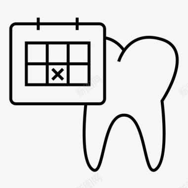 牙齿图标日历检查牙科图标