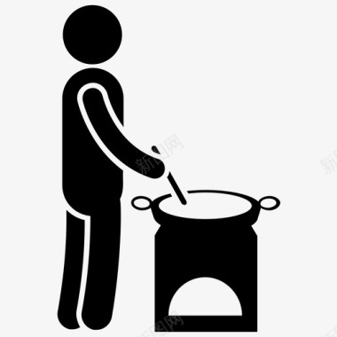 烹饪炉厨房用具烹饪元素图标