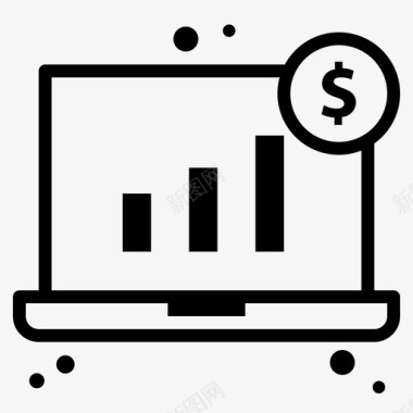 黑色信息图表笔记本电脑图表美元图形图标