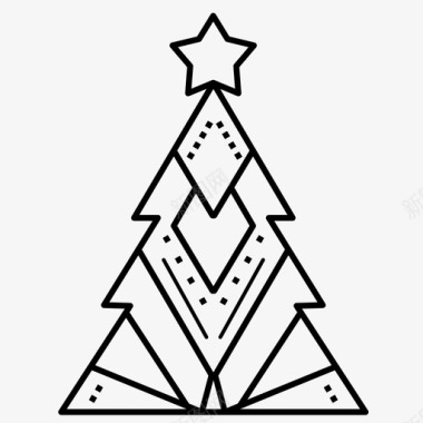 几何圣诞设计圣诞装饰品圣诞树图标