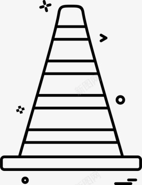 停车锥交通锥路图标