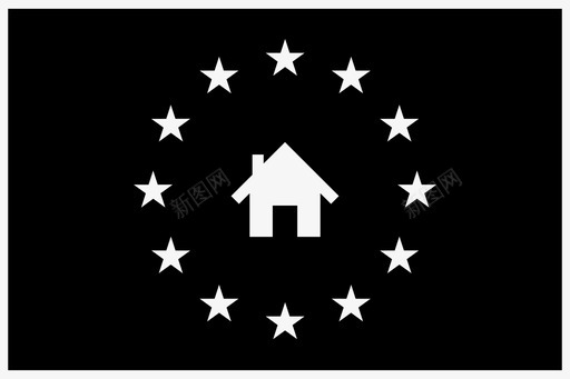 欧洲住宅旗帜房子图标