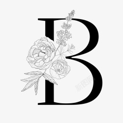 梦幻文艺新海洋蓝色英文字体花卉卡片装饰图案设计AI素材