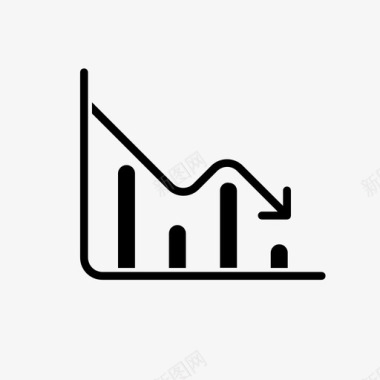 财务状况下降图表破产减少图标