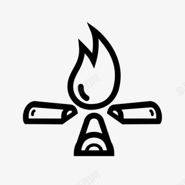 柴火烟熏篝火燃烧的篝火野营图标
