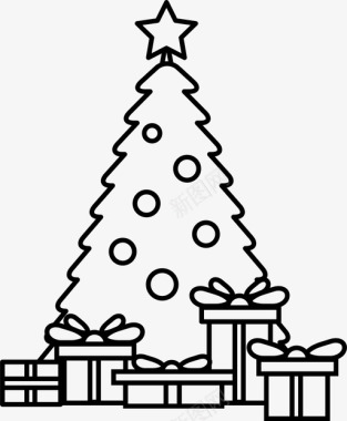 圣诞树带礼物圣诞树有礼物装饰图标