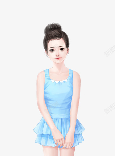 丸子头少女泳装png免抠素材_88icon https://88icon.com 丸子 儿童泳装 少女 泳装