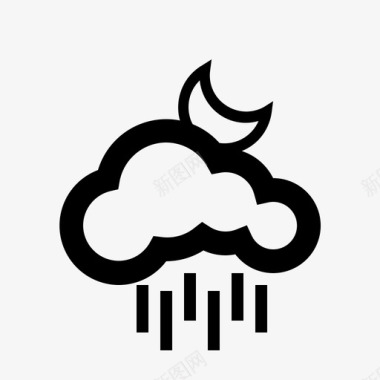 雨夜寒冷天气预报图标