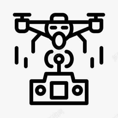 无人机和遥控器飞行科技图标