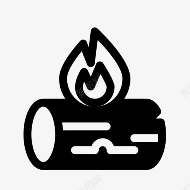 柴火烟熏篝火柴火原木图标