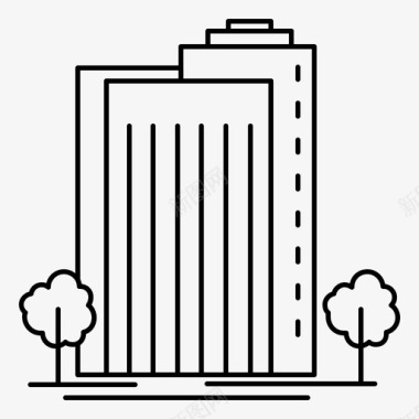 建筑与城市建筑城市绿色图标